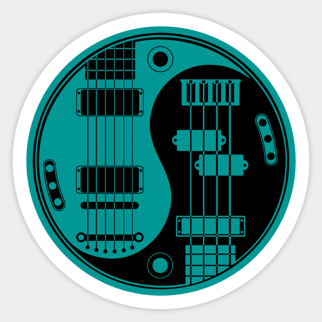 Blue and Black Guitar Bass Yin Yang Sticker by jeffbartels